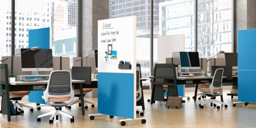 Akoestische whiteboard roomdivider